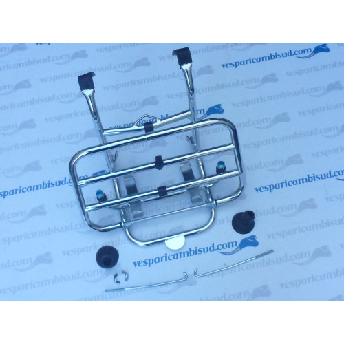 PORTAPACCHI CROMATO ANTERIORE VESPA PX PE CON PORTA TANICA