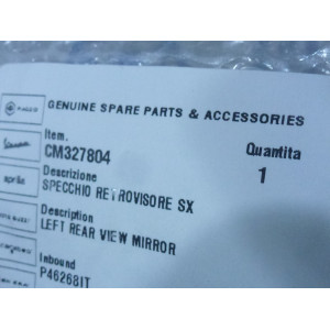 SPECCHIO SX NERO LUCIDO PIAGGIO VESPA GTS 125 SUPER SPORT ABS E5 MY 2022 ('22-'23) - VESPA GTS 300 SUPER SPORT ABS ('22-'23)