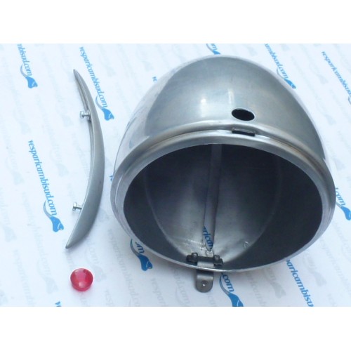 Corpo faro Vespa al parafango in alluminio, completo di cresta e spia.