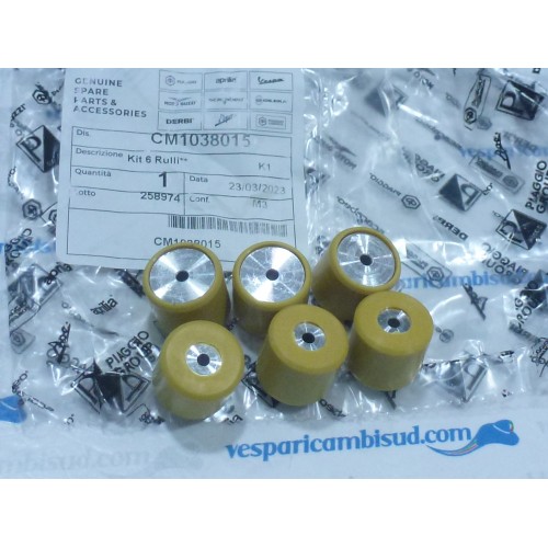 KIT 6 RULLI GIALLI RICAMBIO ORIGINALE PIAGGIO PER VESPA 125-150 ET4 1999-2002