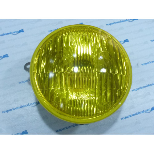 GRUPPO OTTICO ORIGINALE SIEM COMPLETO DI PORTALAMPADA - IN VETRO COLORE GIALLO VESPA PX 125-150-200 (1977-1983)