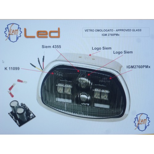 Gruppo ottico SIEM in vetro a LED completo di ghiera vespa