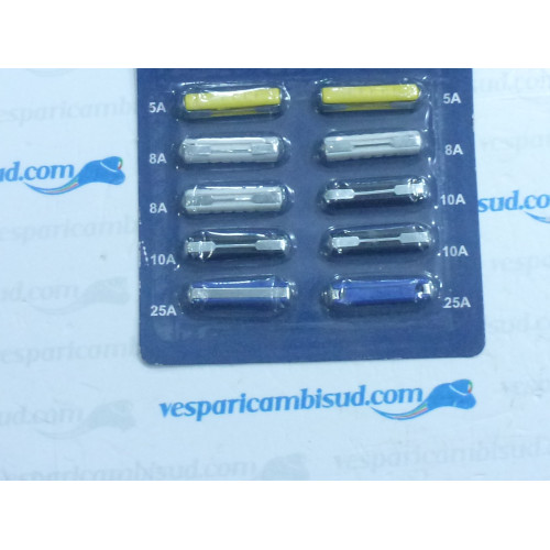 KIT 10 FUSIBILI A SILURO PER VESPA AUTO MOTO SCOOTER