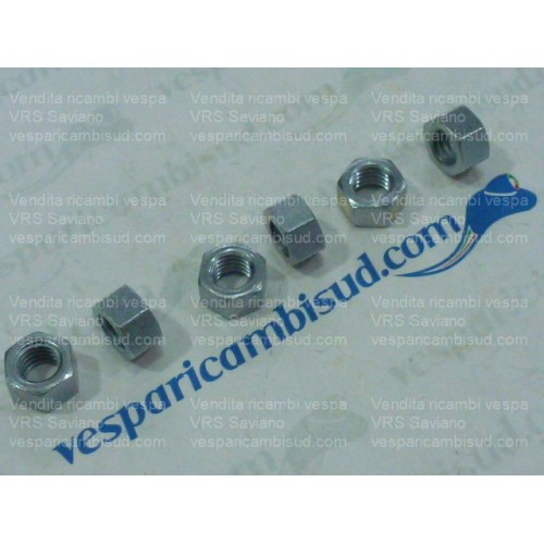 Kit DI 6 dadi mm 8 x 11 zincato,unione cerchio ruota,vespa
