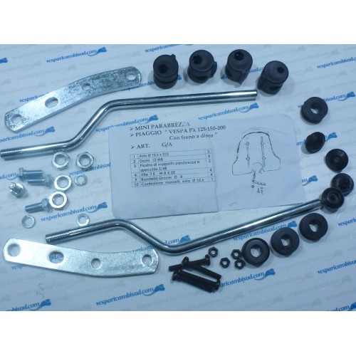 SERIE ATTACCHI PER MINI PARABREZZA VESPA PX FRENO A DISCO DAL 1999.