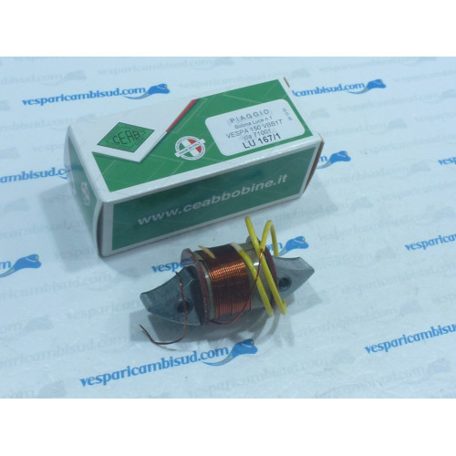 BOBINA LUCI VESPA 150 VBB1T 1961-62 DAL TELAIO 71001 FILO GIALLO MASSA NUDA