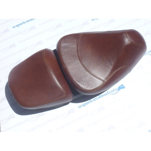 SELLA SEDILE BIPOSTO MARRONE VERA PELLE VINTAGE ORIGINALE VESPA GTS 125 250 300