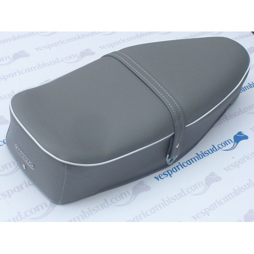 Sella lunga biposto completa,vespa 125 - 150 grigia B.bianco