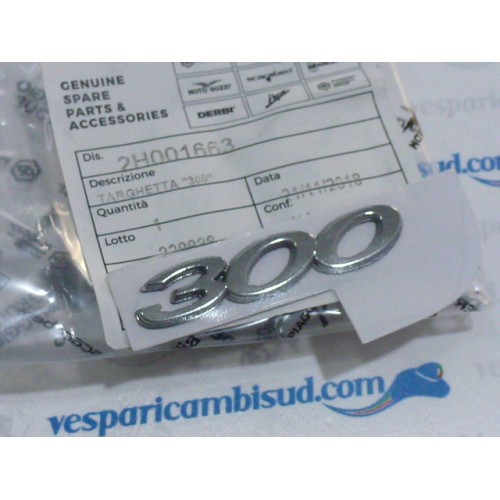 TARGHETTA ADESIVA BAULETTO ORIGINALE PIAGGIO VESPA GTS 300 IE ABS