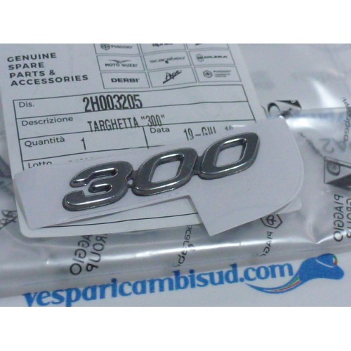 Targhetta "300"bauletto portaoggetti per Vespa GTS/GTS