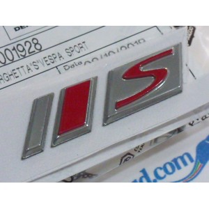 TARGHETTA "S" BAULETTO PIAGGIO VESPA GTS 125 IE ABS E4 SUPER SPORT