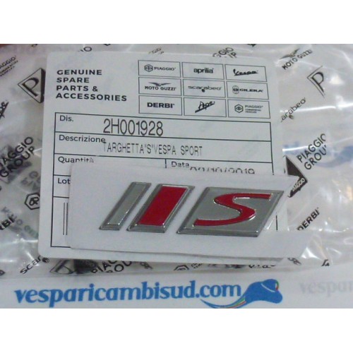 TARGHETTA "S" BAULETTO PIAGGIO VESPA GTS 125 IE ABS E4 SUPER SPORT