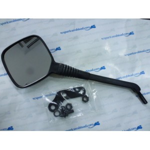 SPECCHIETTO SX IN PLASTICA NERA COMPLETO DI STAFFA E VITI
